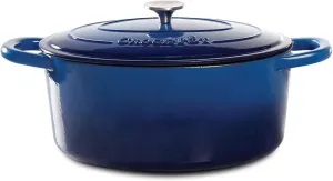 Crock Pot Artisan Enameled Cast Iron 7-Quart Oval Dutch Oven, Sapphire Blue -