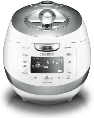 CUCKOO CRP-BHSS0609F 6-Cup (Uncooked) / 12-Cup (Cooked) Induction Heating Pressure Rice Cooker with Nonstick Inner Pot, 16 Menu Modes, Fuzzy Logic Tech, 3 Voice Guide, Auto Clean (White)