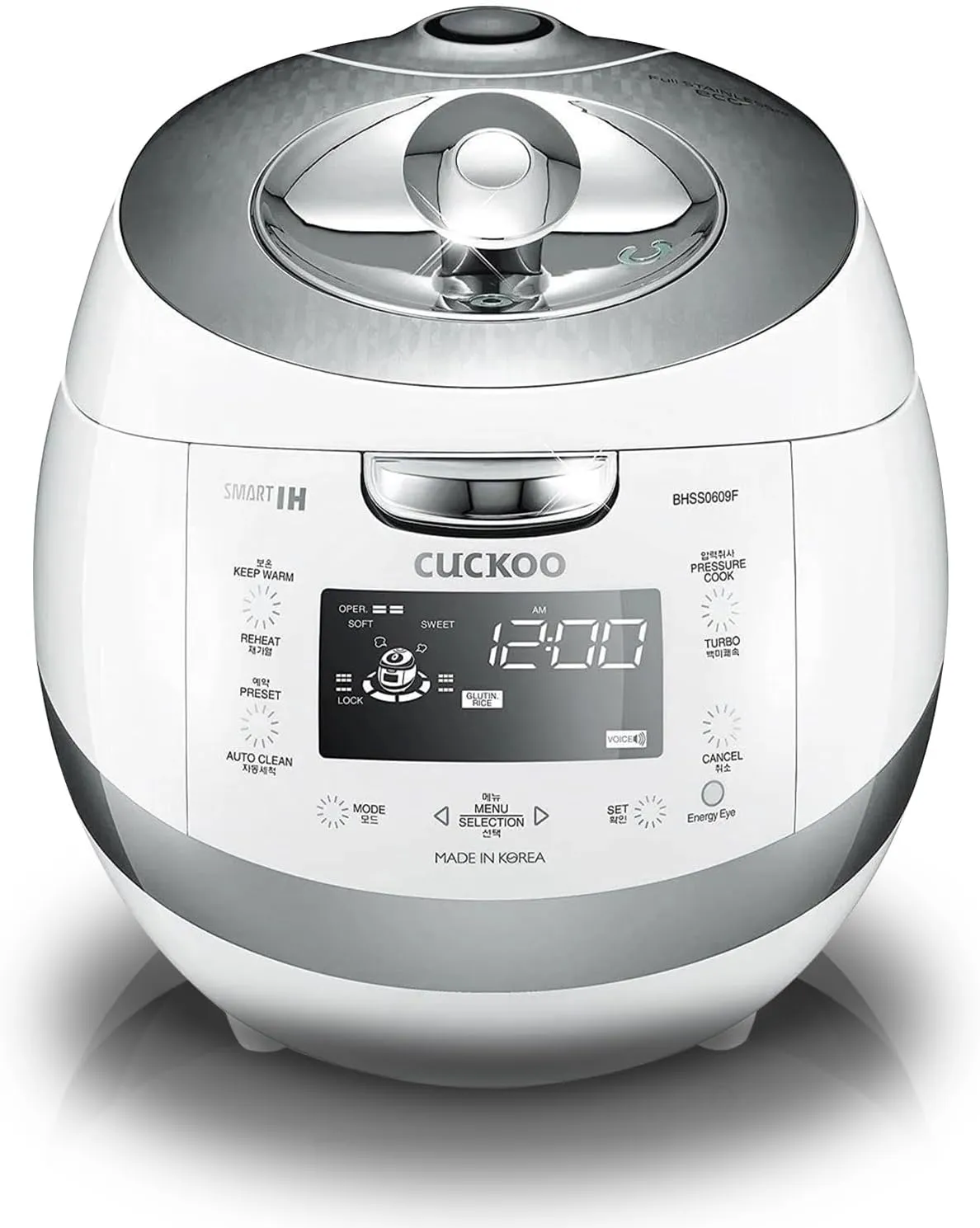 CUCKOO CRP-BHSS0609F 6-Cup (Uncooked) / 12-Cup (Cooked) Induction Heating Pressure Rice Cooker with Nonstick Inner Pot, 16 Menu Modes, Fuzzy Logic Tech, 3 Voice Guide, Auto Clean (White)