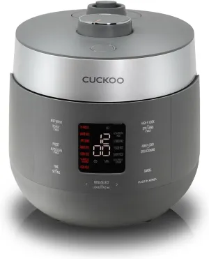 CUCKOO CRP-ST1009FG 10-Cup (Uncooked) / 20-Cup (Cooked) Twin Pressure Rice Cooker & Warmer with Nonstick Inner Pot, 16 Menu Modes, 3 Voice Guide, Auto Clean (Gray)