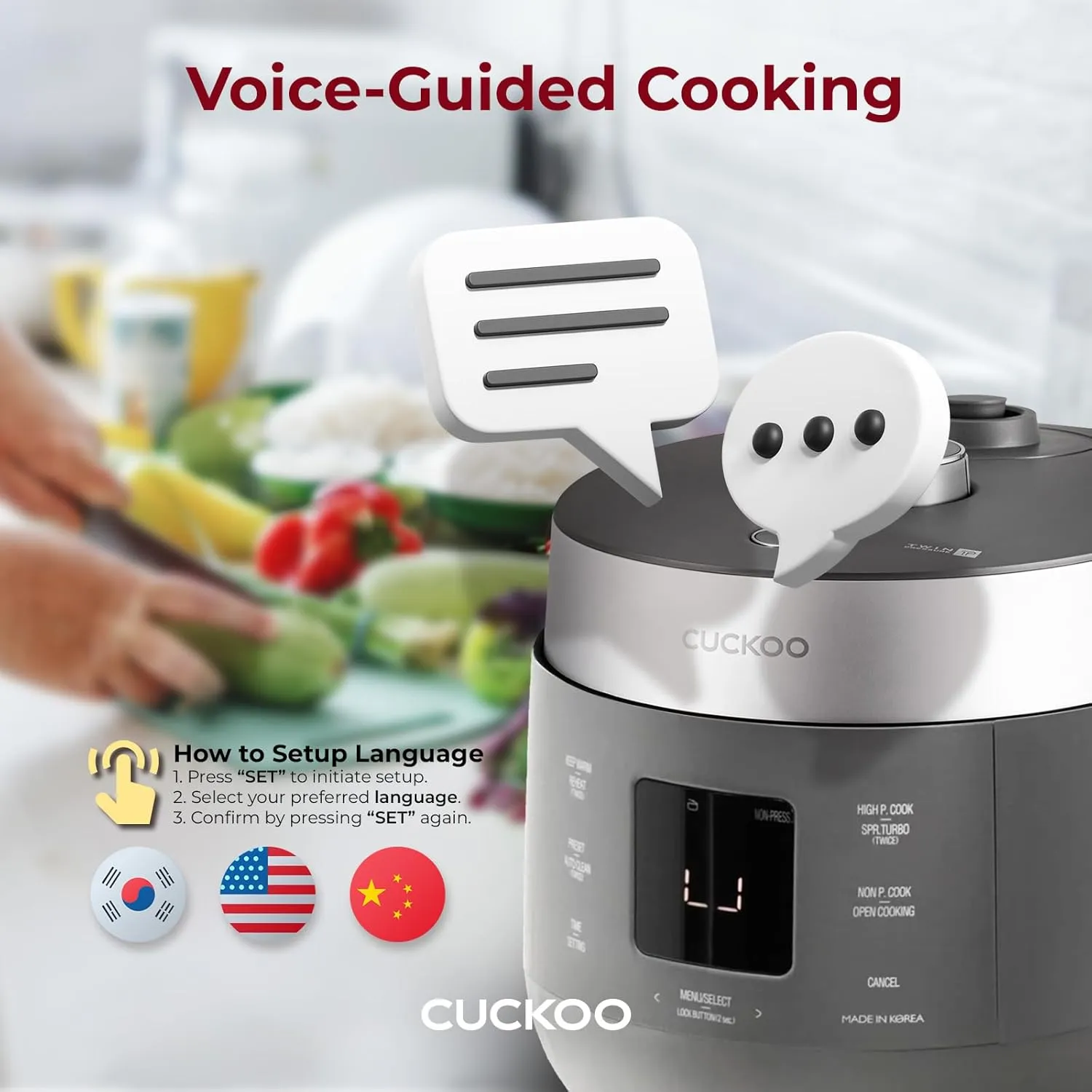 CUCKOO CRP-ST1009FG 10-Cup (Uncooked) / 20-Cup (Cooked) Twin Pressure Rice Cooker & Warmer with Nonstick Inner Pot, 16 Menu Modes, 3 Voice Guide, Auto Clean (Gray)