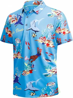 Damipow Premium Golf Shirts for Men Dry Fit Performance Polo Short Sleeve Collared Shirt