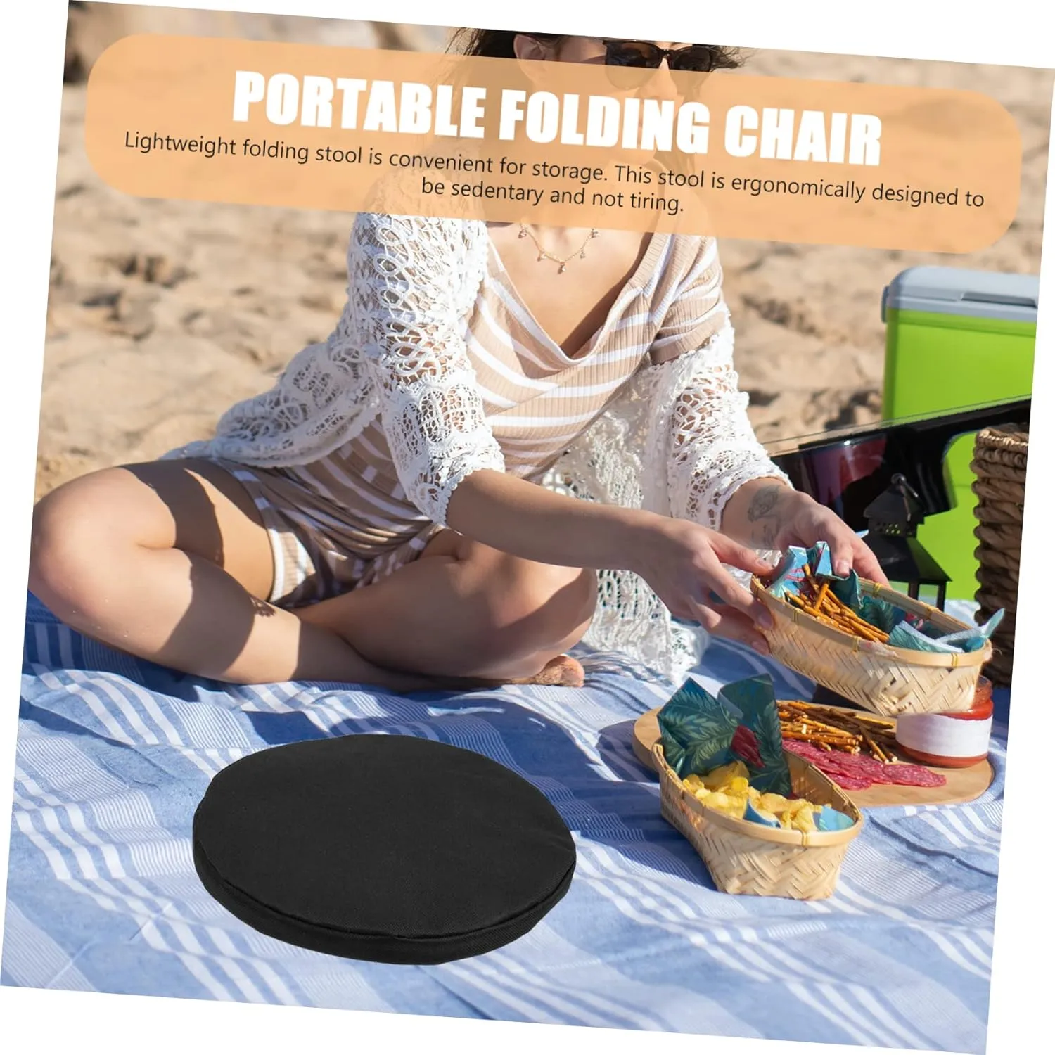 DECHOUS 3pcs Seat Cushion Round Chair Cushions Portable Stool Outdoor Chair Cushions Chair Stool Cushion Portable Camping Stool Cushion Foldable Fishing