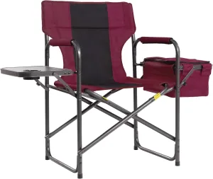 Director Camping Chair with Cooler Bag & Foldable Side Tray - 400lbs Heavy Duty Outdoor Folding Lawn Chair, Portable Camp Chair for Backyard, Fishing, Beach (Red)
