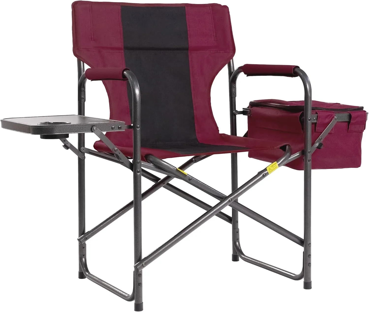 Director Camping Chair with Cooler Bag & Foldable Side Tray - 400lbs Heavy Duty Outdoor Folding Lawn Chair, Portable Camp Chair for Backyard, Fishing, Beach (Red)
