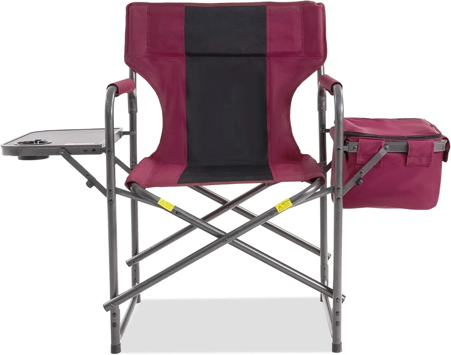 Director Camping Chair with Cooler Bag & Foldable Side Tray - 400lbs Heavy Duty Outdoor Folding Lawn Chair, Portable Camp Chair for Backyard, Fishing, Beach (Red)