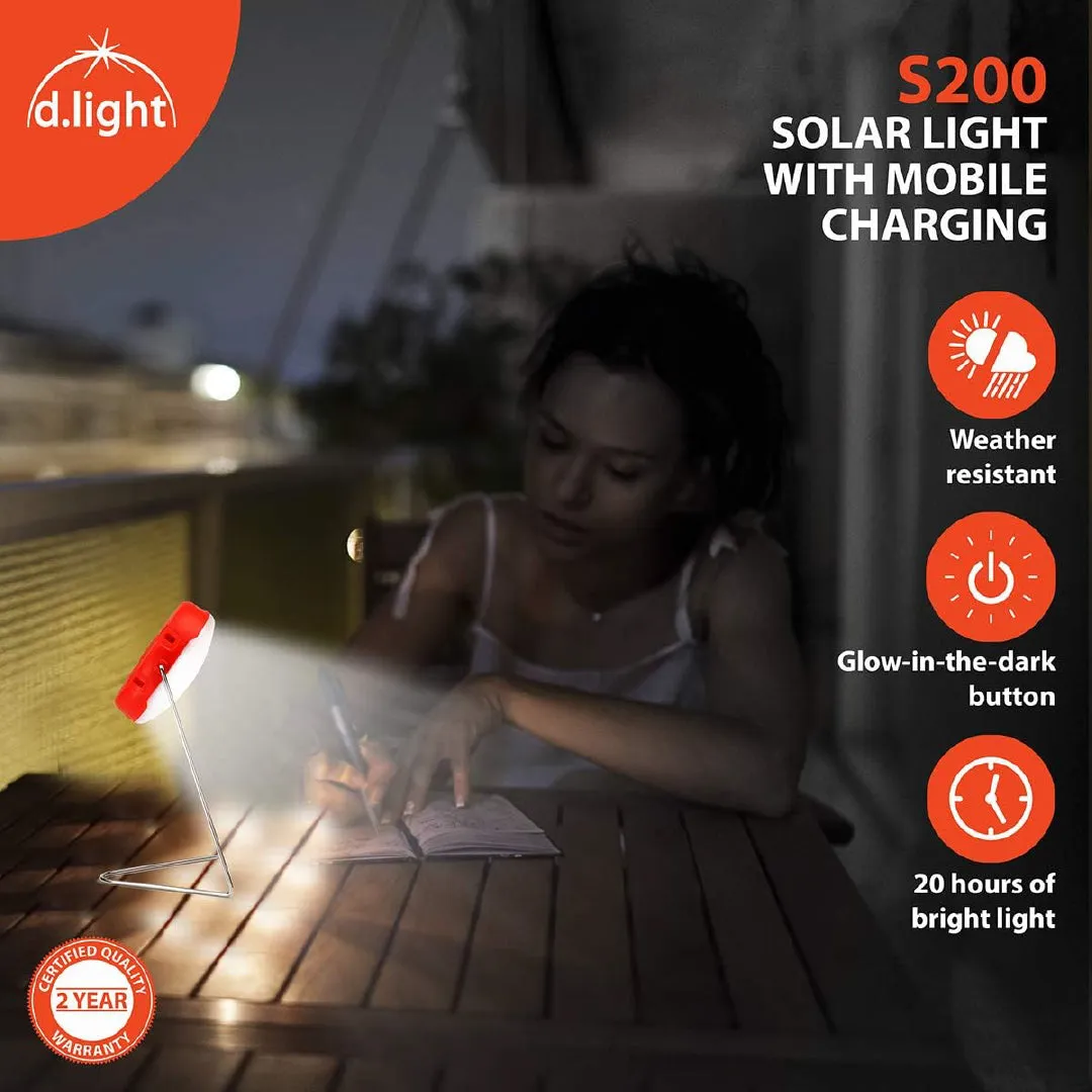 d.light S200 Portable Solar Lantern and Mobile Phone Charger for Camping