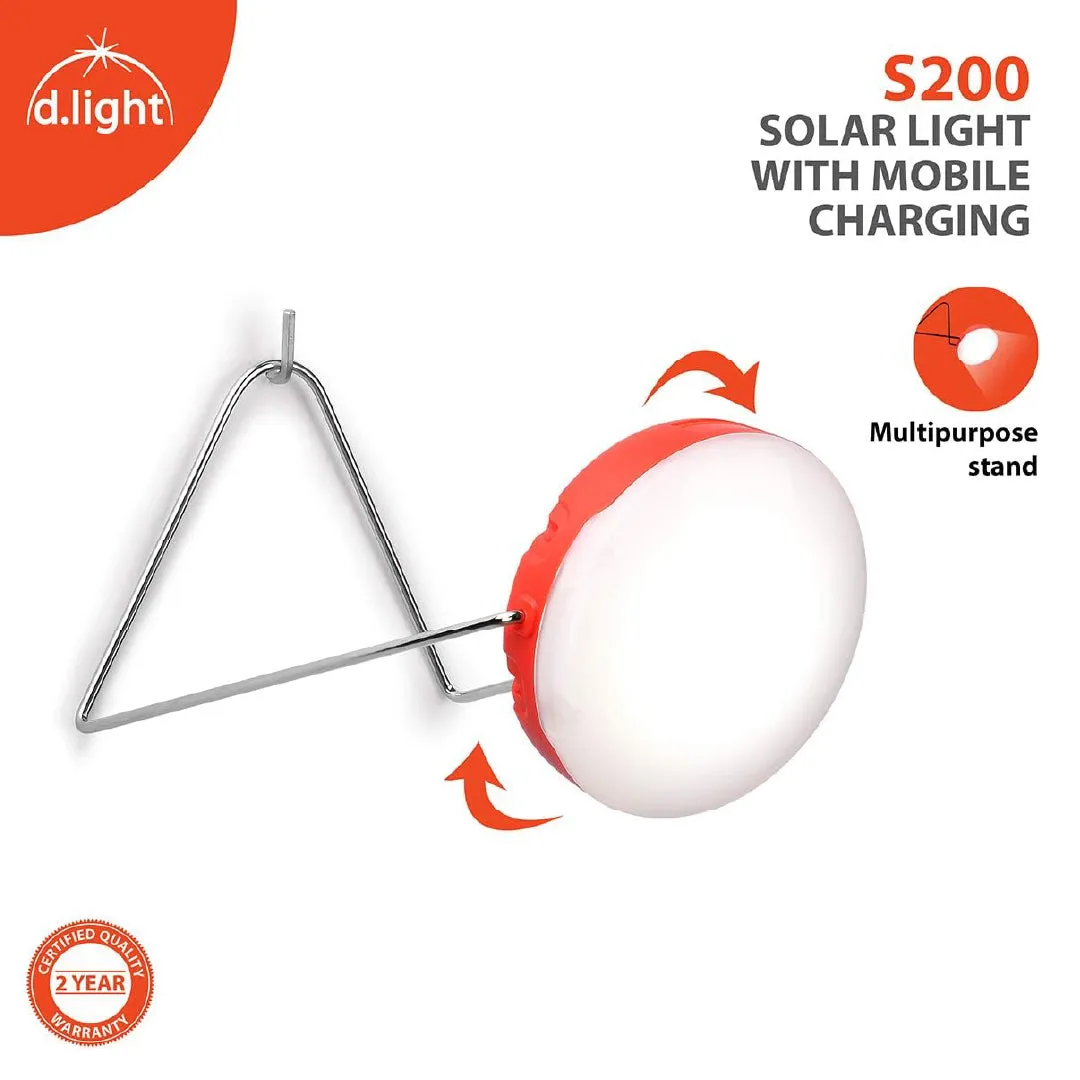 d.light S200 Portable Solar Lantern and Mobile Phone Charger for Camping