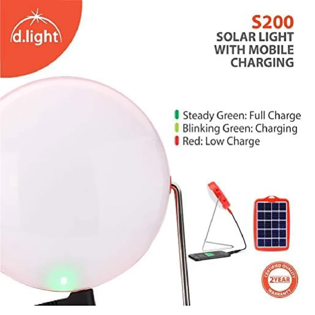 d.light S200 Portable Solar Lantern and Mobile Phone Charger for Camping