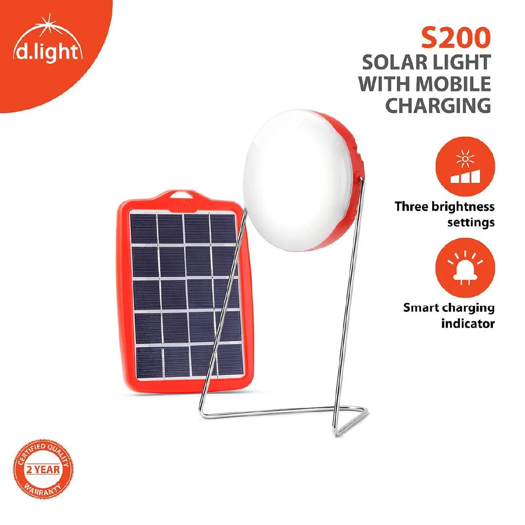 d.light S200 Portable Solar Lantern and Mobile Phone Charger for Camping