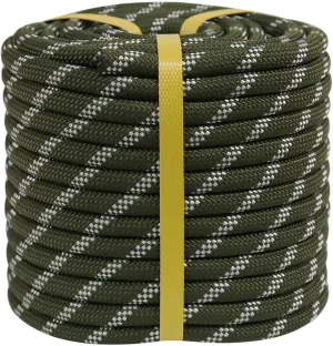 Double Braided Arborist Rigging Rope (1/2 in x 50 ft) Strong Polyester Rope 48 Strands for Tree Work Climbing Pulling Swing Sailing, ArmyGreen