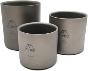 Double Wall Insulated Titanium Cup 3-piece set(120 180 300ml), Mug, Ultra Lightweight, Sturdy, Outdoor Gear, Camping Equipment