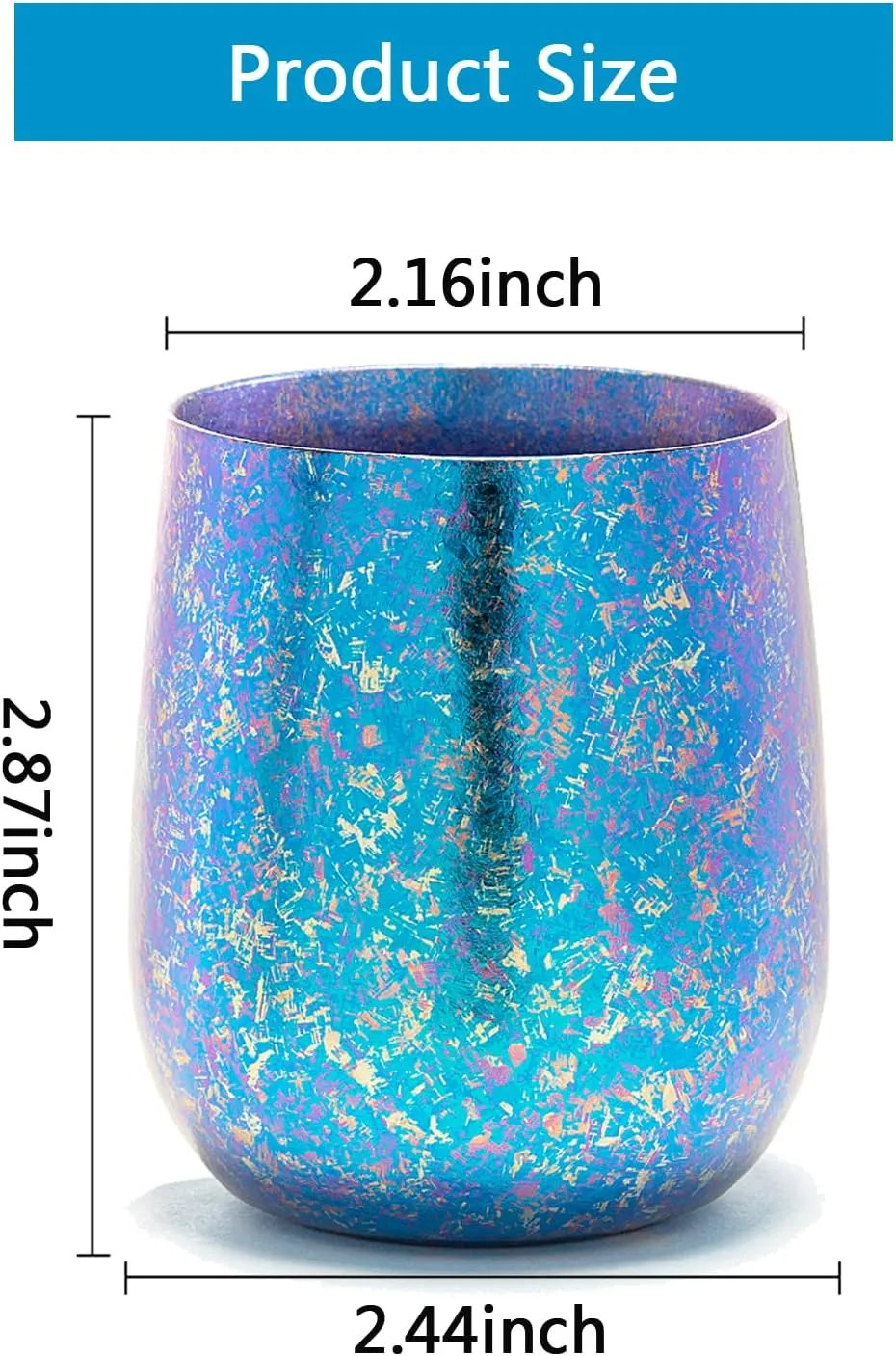 Drinking Cups, Titanium Mug Double Wall Pure Titanium Cup of 120ml/ 4fl oz, Lightweight Insulated Cold and Hot Beverages Wine Tumbler for Camping, Hiking Mug (Blue)