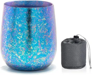 Drinking Cups, Titanium Mug Double Wall Pure Titanium Cup of 120ml/ 4fl oz, Lightweight Insulated Cold and Hot Beverages Wine Tumbler for Camping, Hiking Mug (Blue)