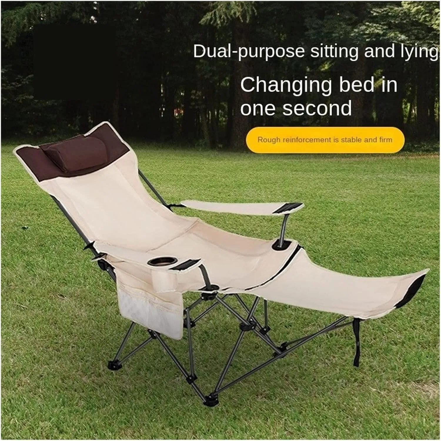 Dual-Purpose Outdoor Folding Chair Portable Nap Lunch Break Fishing Chair Lightweight Beach Chair Lazy Stool Camping Chair