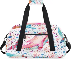 Ethnic Whale Gym Duffel Bag for Men Women Color Polka Dots Sports Tote Bag with Adjustable Shoulder Strap for Dance Gymnastics Traveling Outdoor Camping Overnight Stay