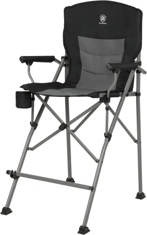 EVER ADVANCED Tall Directors Chair with Cup Holder 31", Bar Height Folding Chair for Camping, Sports with Carry Bag, Mesh Pockets and Footrest, Heavy Duty 300 lbs, Black