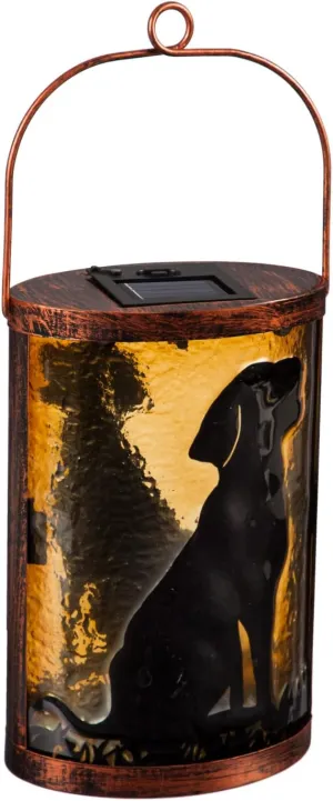 Evergreen Handpainted Solar Glass Lantern, Dog
