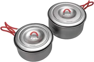 Evernew Titanium Lightweight Camping Pot w/Folding Handle Set, 600 & 900