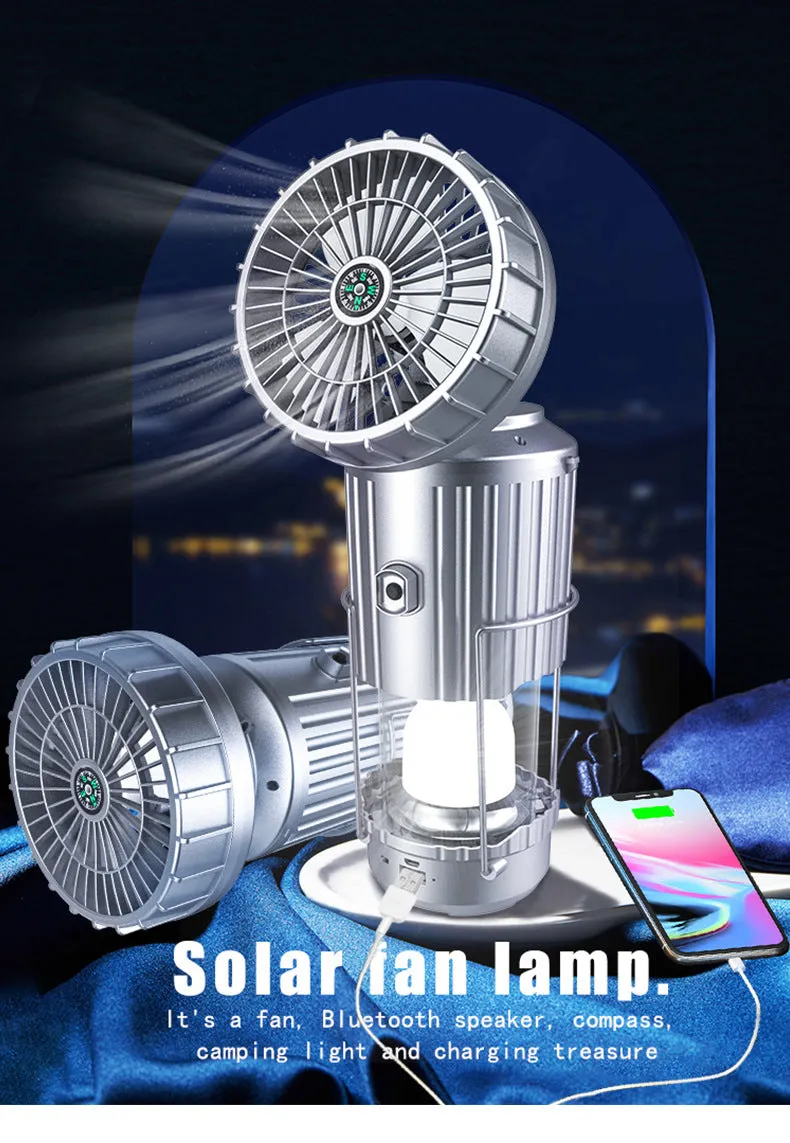⛺️Father's Day Sale🔥6-in-1 portable solar LED camping lantern💡🎵💨