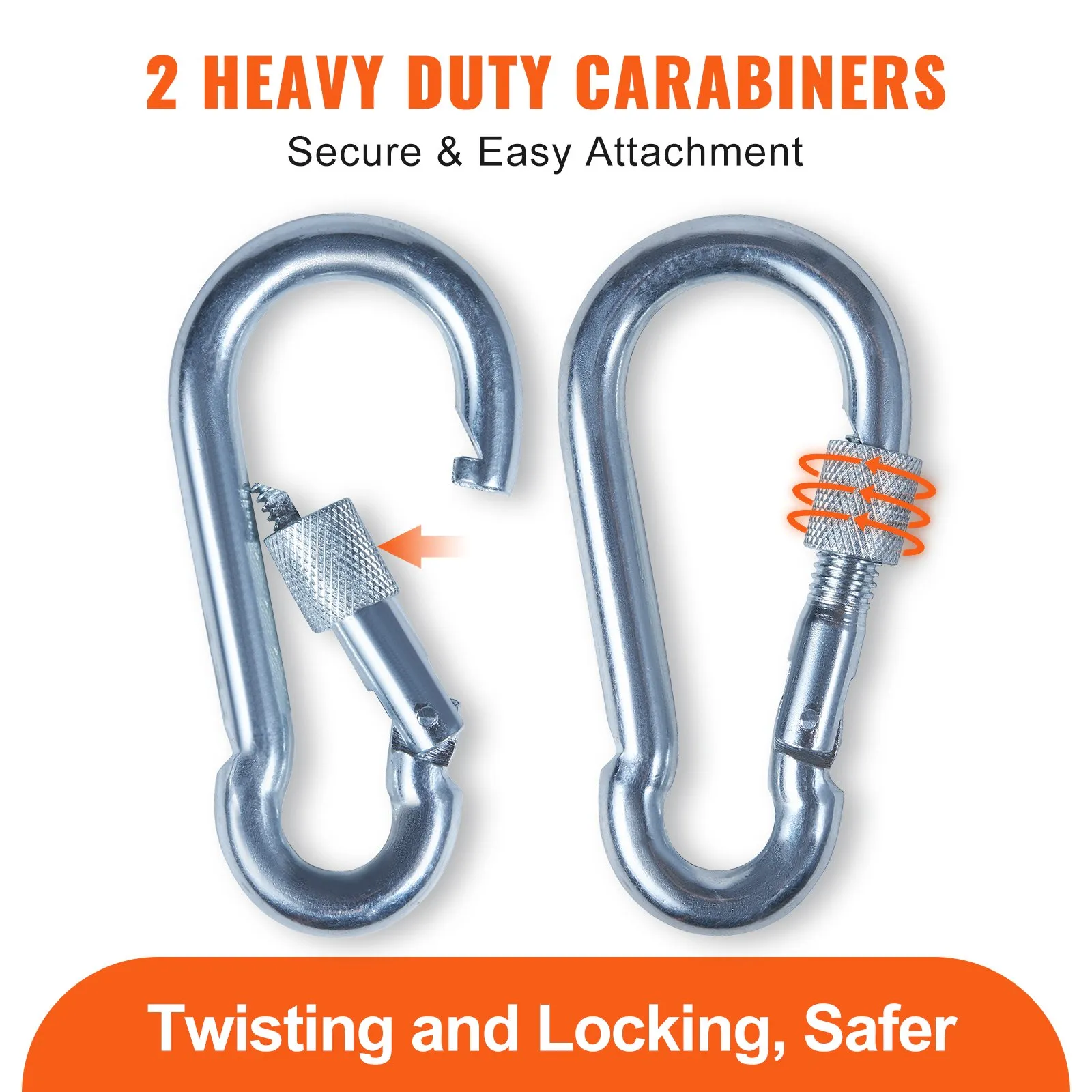 (FINAL PRICES ARE LOWER ON OUR SITE!) VEVOR Static Climbing Rope, 96 ft Outdoor Rock Climbing Rope with 26KN Breaking Tension, 0.4'' /10mm High Strength Safety Rope, Escape Rope with 2pcs Carabiner and Storage Bag