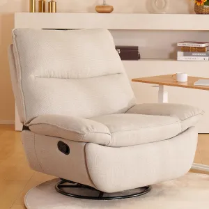 FLEXISPOT Lotus Swivel Recliner Chair for Adults, Oversized 360° Swivel Rocker Recliner, Fabric Glider Rocking Nursery Chair, Side Pocket, 350 Lbs Capacity, Living Room, Bedroom, Nursery, XRC7 White
