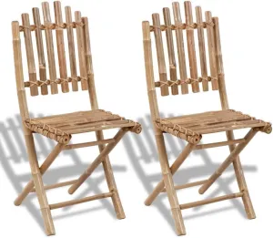 Foldable Bamboo Patio Chairs 2 Pack Outdoor Dining Chairs for Garden, Camping & Beach, 19.7"x16.5"x36.2" Foldable Outdoor Furniture with Weather-Resistant Design