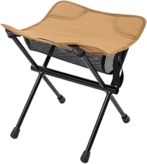 Folded Camping Stool Portable Footstool with Mesh Pocket Outdoor Foot Stool Fishing Chair for Camping Lounge Traveling Hiking, Khaki