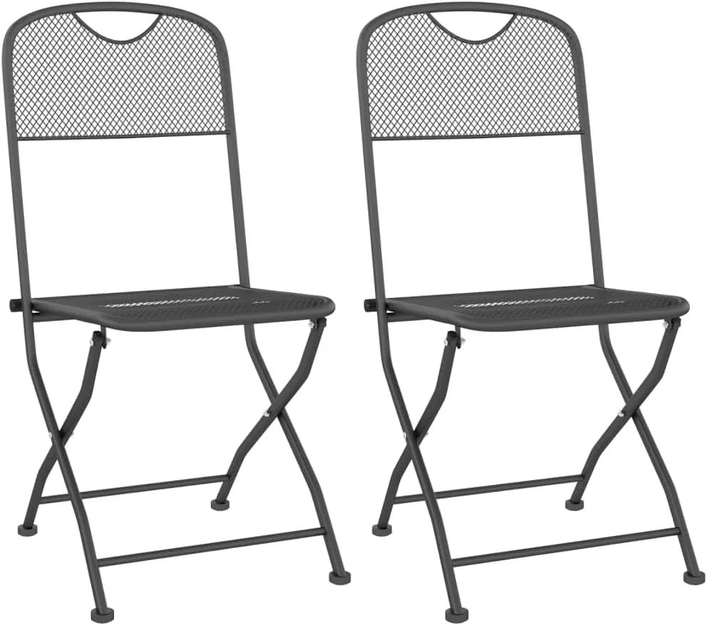 Folding Adirondack Chairs,Adirondack,Directors Chairs,Folding Patio Chairs 2 pcs Expanded Metal Mesh AnthraciteFor Gardens, patios, Balconies