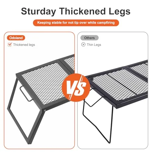 Folding Campfire Grill,Heavy Duty Steel Mesh Grate with Folding Legs