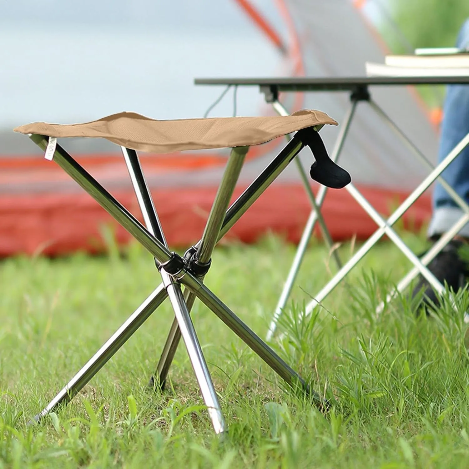 Folding Camping Stool Chair - Portable Camping Stool, Compact Folding Stool | Fishing Chair Portable Stool, Lightweight Stainless Steels Bracket Seat for Outdoor Gardening, Fishing