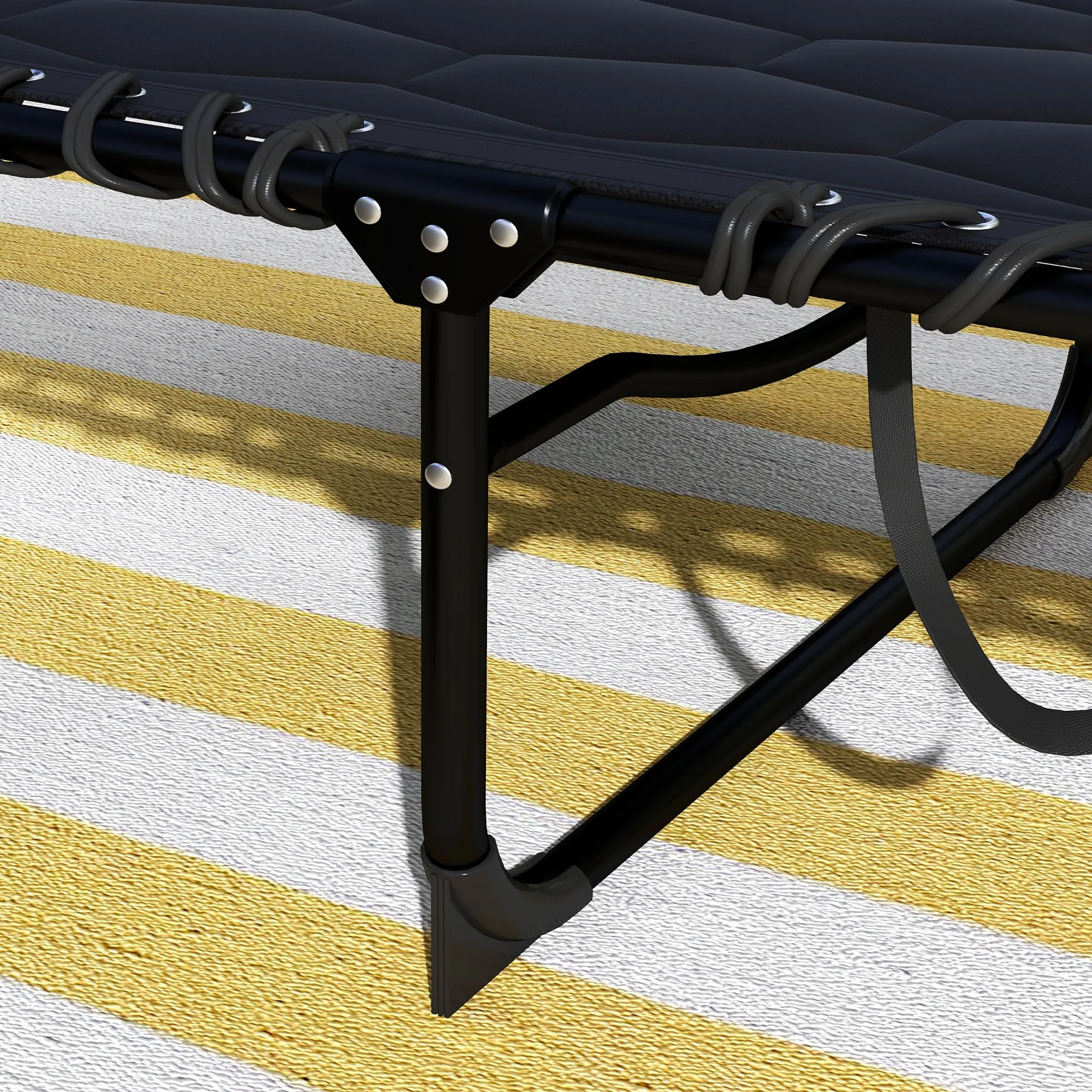 Folding Chaise Lounge Chair with 5-level Reclining Back, Black