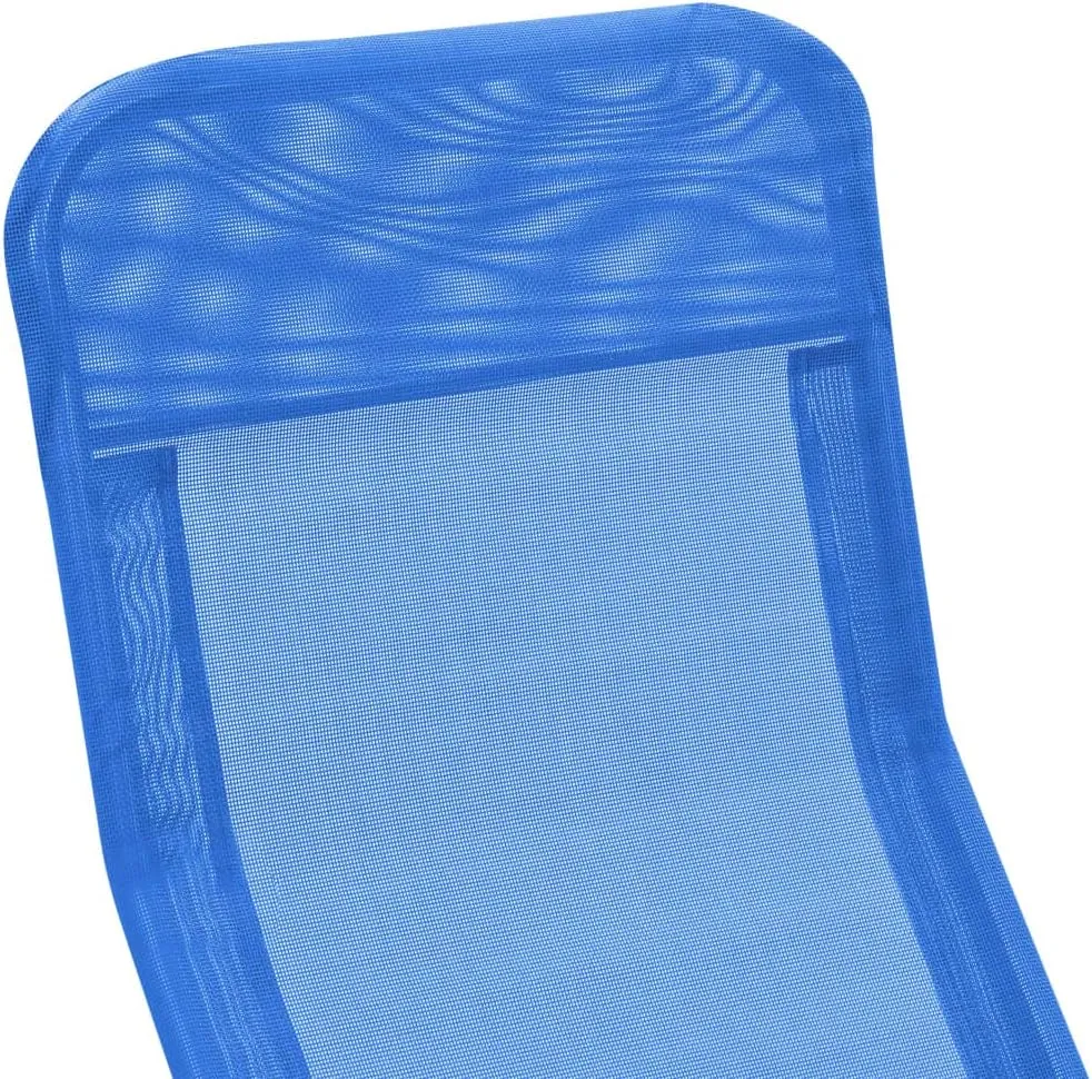 Folding Sun Loungers 2 pcs Textilene BlueLuxury Sun Loungers with Adjustable Backrest and Cushioned Seat