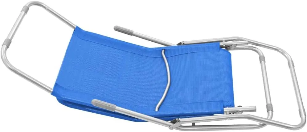 Folding Sun Loungers 2 pcs Textilene BlueLuxury Sun Loungers with Adjustable Backrest and Cushioned Seat