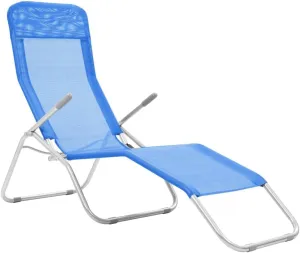 Folding Sun Loungers 2 pcs Textilene BlueLuxury Sun Loungers with Adjustable Backrest and Cushioned Seat