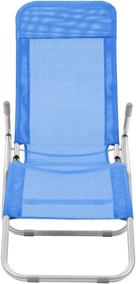 Folding Sun Loungers 2 pcs Textilene BlueLuxury Sun Loungers with Adjustable Backrest and Cushioned Seat