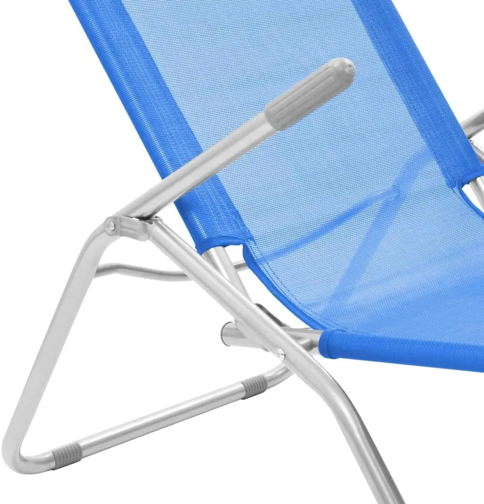 Folding Sun Loungers 2 pcs Textilene BlueLuxury Sun Loungers with Adjustable Backrest and Cushioned Seat