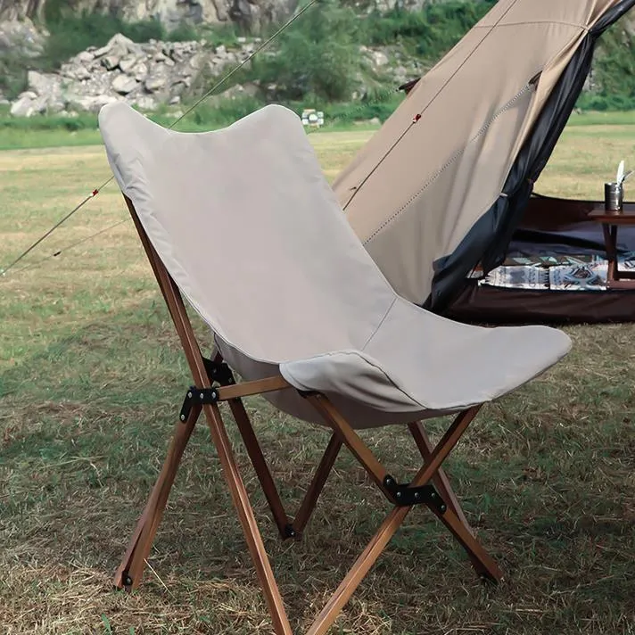 Folding Wooden Grain Aluminum Pipe Camping Chair