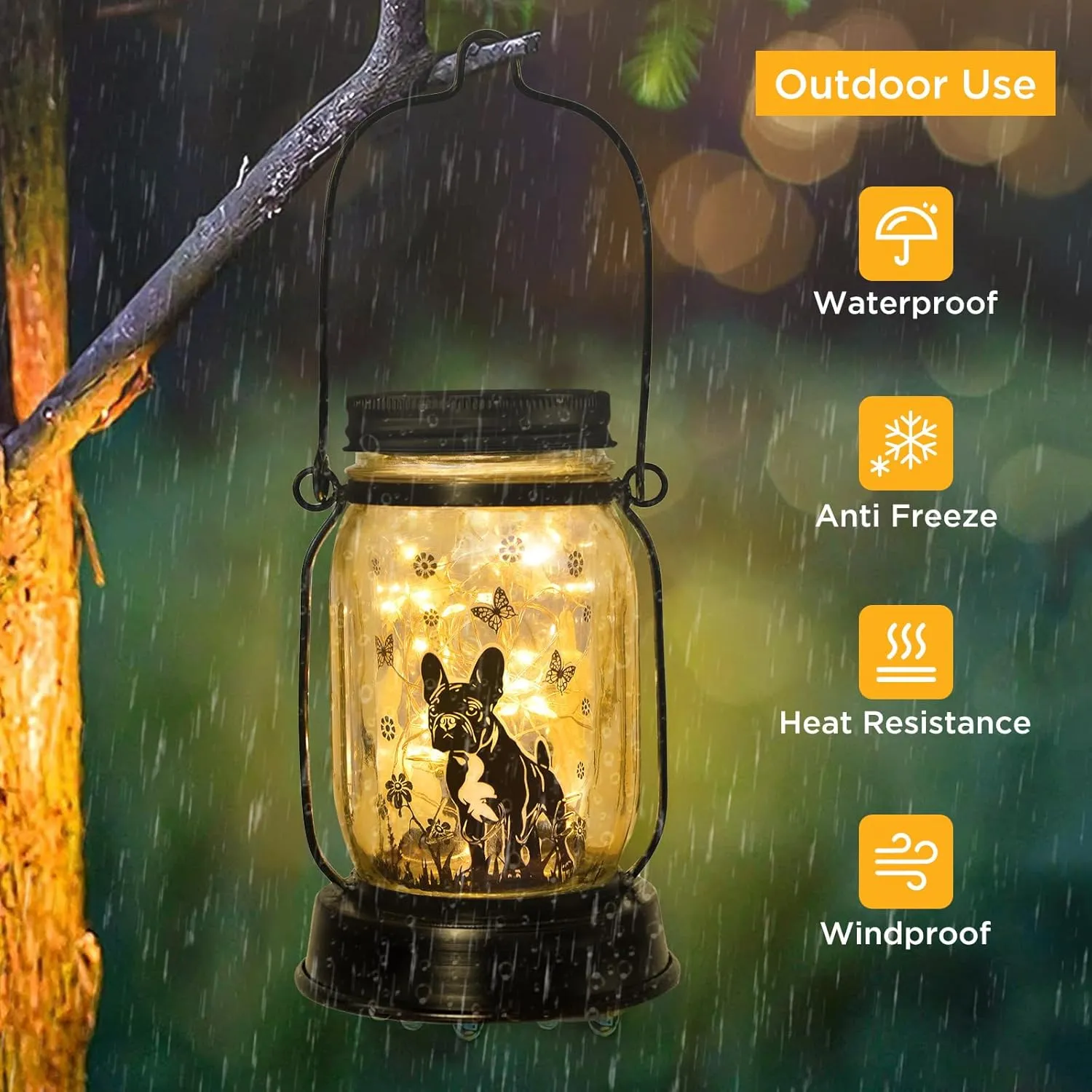 French Bulldog Gifts for Women/Men French Bulldog Solar Lanterns Dog Mom Birthday Dog Lovers Lantern Pet loss Pet Memorial Lights Solar Garden Decoration Outside for Yard, Patio,Backyard,Porch Torches