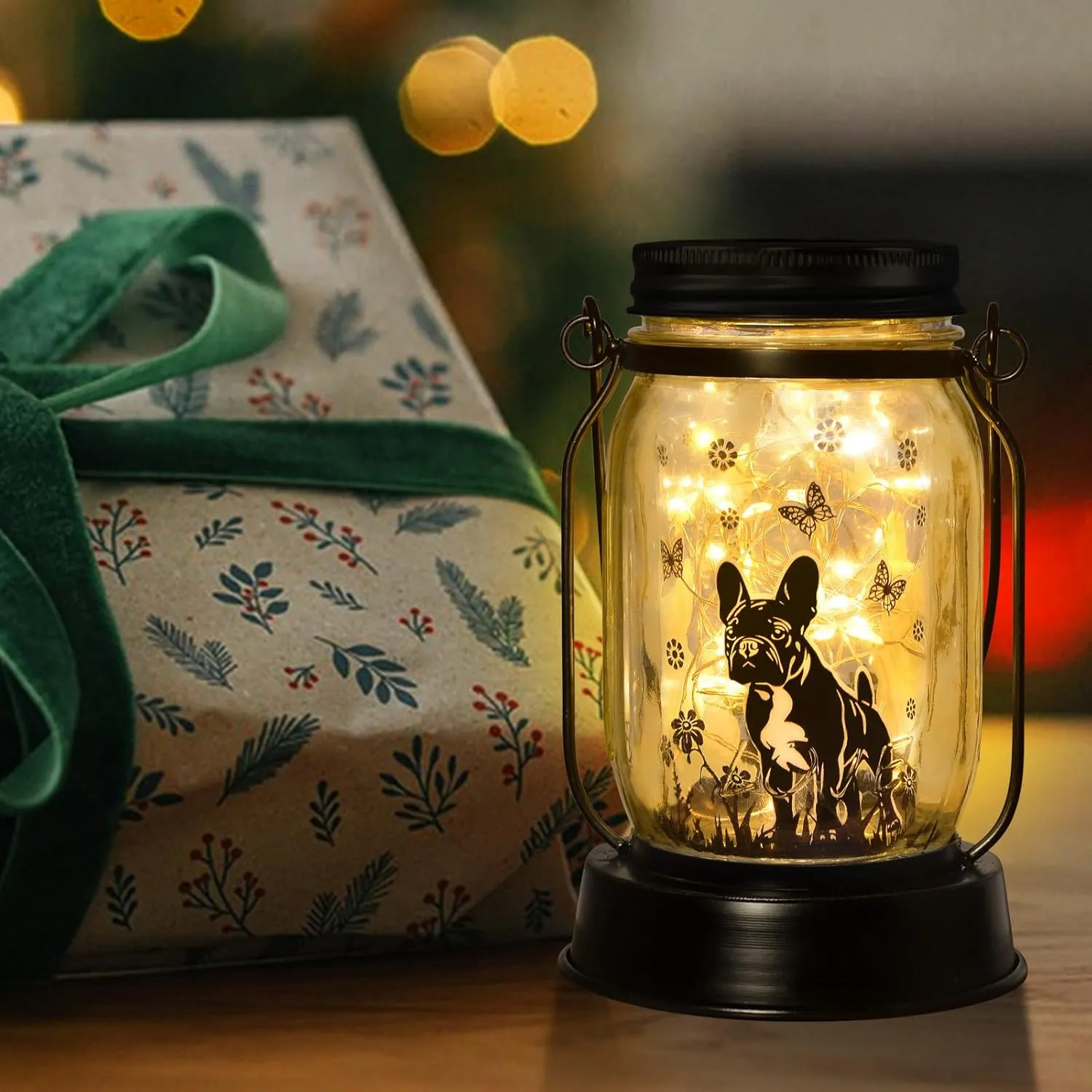 French Bulldog Gifts for Women/Men French Bulldog Solar Lanterns Dog Mom Birthday Dog Lovers Lantern Pet loss Pet Memorial Lights Solar Garden Decoration Outside for Yard, Patio,Backyard,Porch Torches