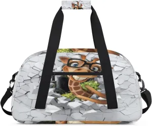 Funny Giraffes Gym Duffel Bag for Men Women 3D Art Sports Tote Bag with Adjustable Shoulder Strap for Dance Gymnastics Traveling Outdoor Camping Overnight Stay