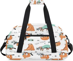 Funny Sloth Gym Duffel Bag for Men Women Audio Headphones Sports Tote Bag with Adjustable Shoulder Strap for Dance Gymnastics Traveling Outdoor Camping Overnight Stay