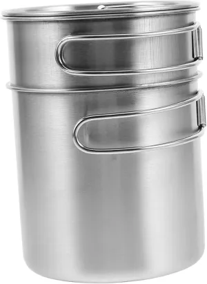 GANAZONO 2-piece Stainless Steel Camping Cup Set Collapsible Handles Portable Reusable Outdoor Mug for Hiking Travel