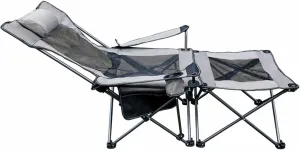 Garden Foldable Camping Chairs Outdoor Folding Recliner Multifunctional Office Lunch Break Chair Camping Beach Back Chair Director Chair Fishing Chair Portable, Gray with Blue Mesh