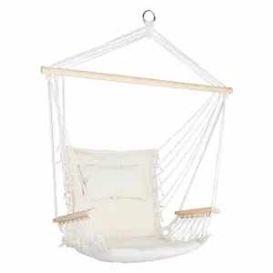 Gardeon Hammock Chair Hanging with Armrest Camping Hammocks Cream