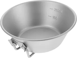Garneck Compact Portable Titanium Bowl with Foldable Handle for Outdoor Camping Hiking and Picnics Durable Easy to Clean Condiment Bowl for Travel and Backpacking