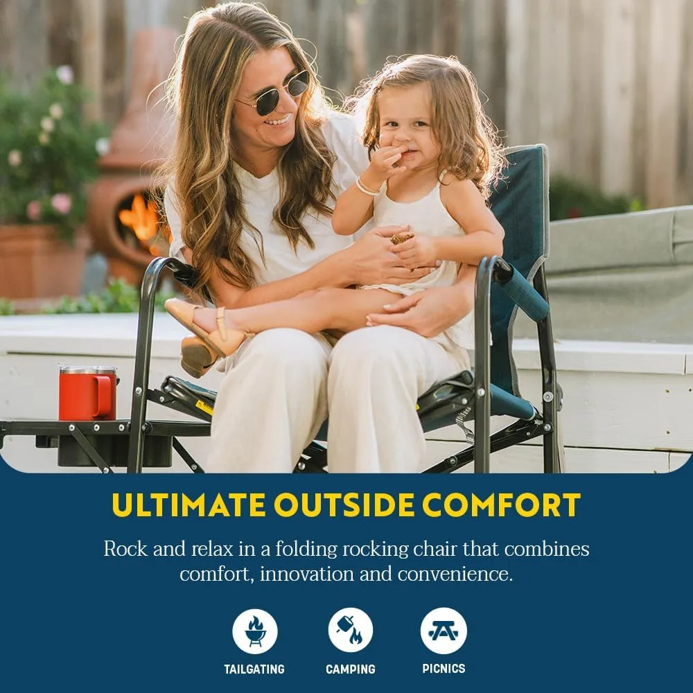 GCI OUTDOOR Freestyle Rocker Portable Folding Rocking Chair, Outdoor Camping Chair with Side Table
