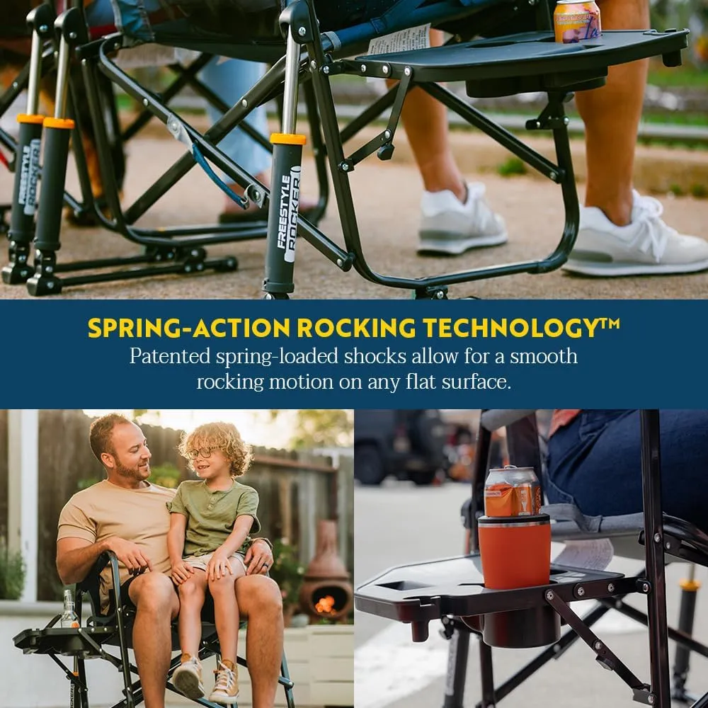 GCI OUTDOOR Freestyle Rocker Portable Folding Rocking Chair, Outdoor Camping Chair with Side Table
