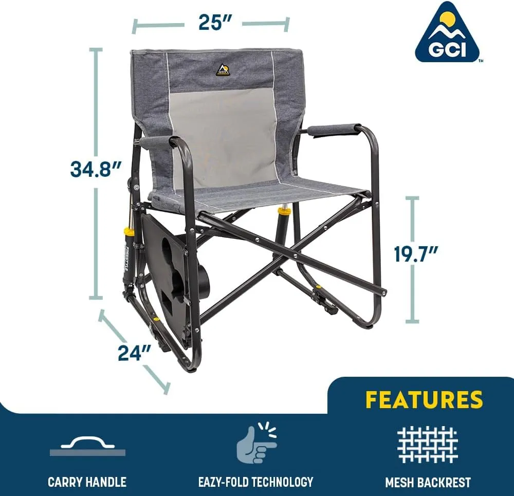 GCI OUTDOOR Freestyle Rocker Portable Folding Rocking Chair, Outdoor Camping Chair with Side Table