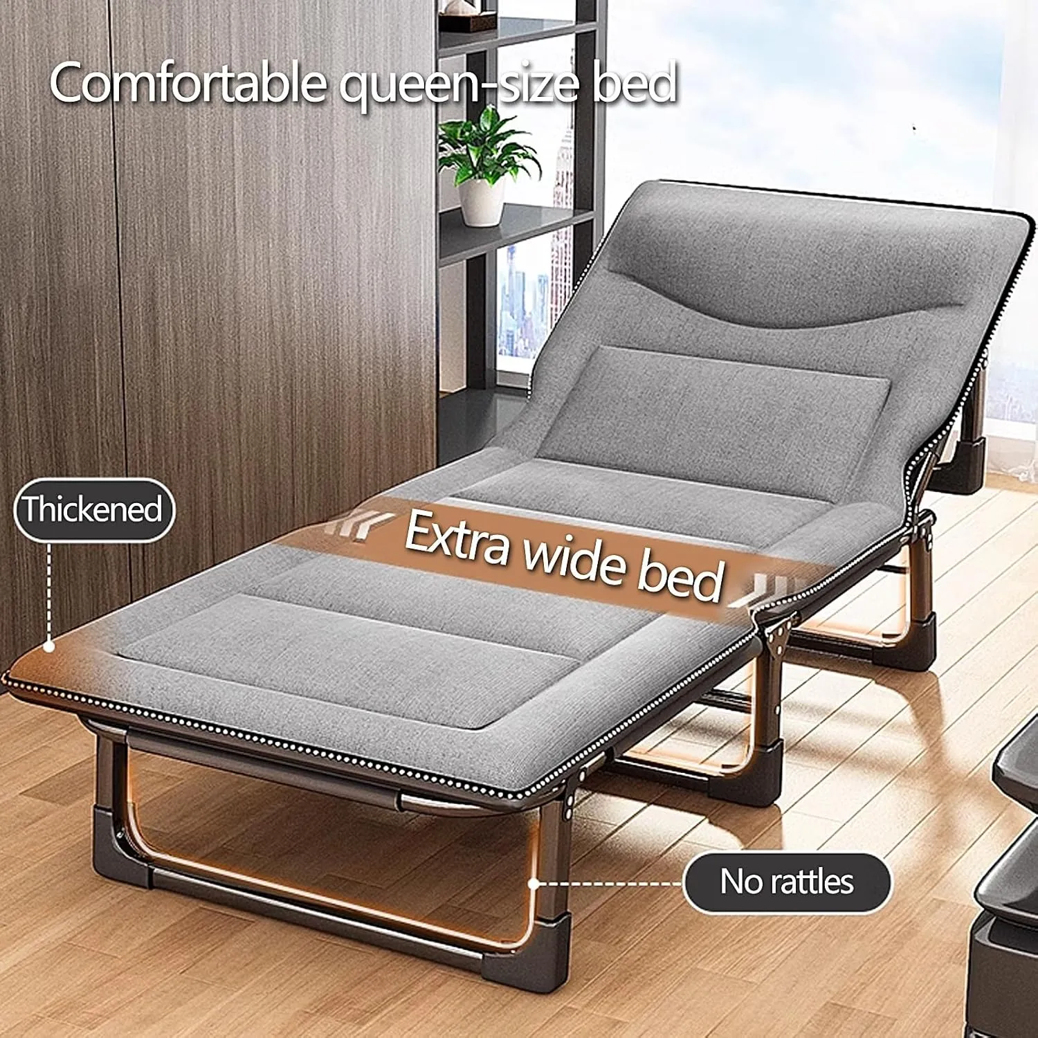 Generic Folding Bed with Mattress Queen 3 in 1 Folding Camping Cot Bed 4 Positions Adjustable Patio Chaise Lounge Chair for Bedroom Pool Patio(B,190 * 68 * 30cm), OAJAADDPJ-B-190*68*30CM